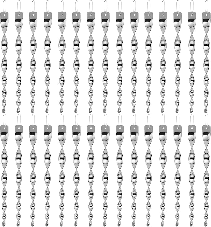 Besmon Woodpecker Bird Scare Devices，Reflective Scare Rods Control Device to Keep Birds Away from Patio Pool（Christmas Reflective Strip Hanging Home as Decoration） (30PCS)