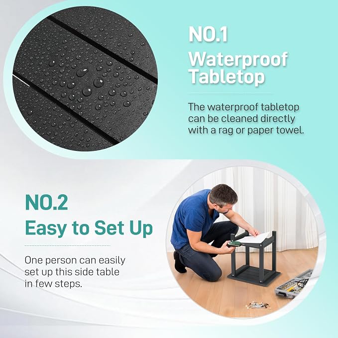 Outvita Outdoor Side Table, 2-Tier HDPE Adirondack Small Side Tables Weather Resistant Patio End Table for Backyard Poolside Porch Balcony
