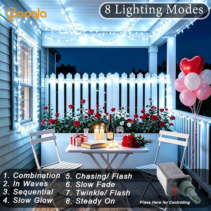 500 LED Cool White Christmas Lights Outdoor String Lights, 164 ft | Green Wire Waterproof Twinkle Fairy Lights with Timer, 8 Modes Connectable String Lights Indoor Bedroom Classroom Decorations