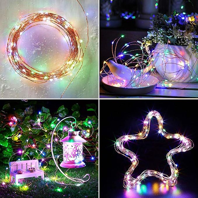 Lomotech Solar Fairy Lights Outdoor, 2 Pack Total 66ft 200 LED,Multicolor | Solar String Lights Waterproof 8 Modes Twinkle Lights for Outdoor, Patio, Garden, Yard, Party, Wedding, Tree Decoration