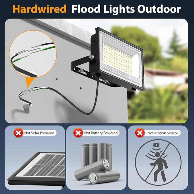 Onforu 120W LED Flood Light Outdoor, 12000LM Security Lights, IP66 Waterproof Outdoor LED Lights, 6500K Daylight White Floodlight for Garage Yard Garden Stadium Playground Arena(2 Pack)