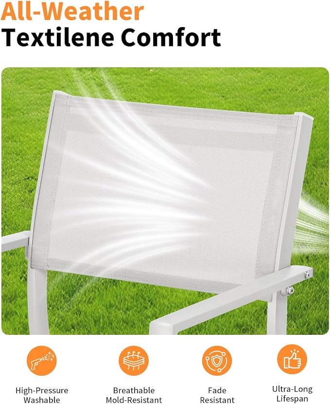 11 Pieces Expandable Outdoor Dining Set for 10, Aluminum Patio Dining Set with 2 Swivel Chairs, Extendable Dining Table with Wood Grain Tabletop and Stackable Textilene Chairs for Deck, Yard