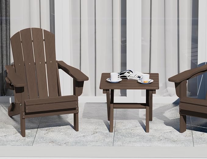 SERWALL Folding Outdoor Side Table Set of 4, Small Adirondack Side Table, Coffee