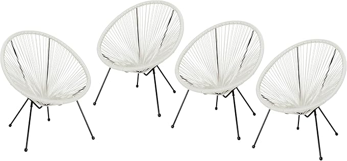 Christopher Knight Home Outdoor Hammock Weave Chair with Steel Frame (Set of 4) - White and Black Finish