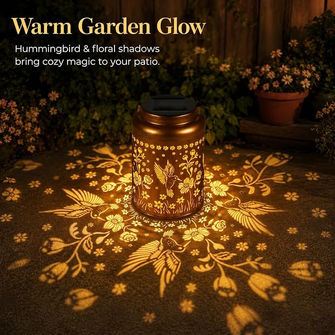 Solar Lanterns Outdoor Waterproof Hummingbird Garden Decor Gifts for Women Mom Grandma Hanging Solar Lights Metal Solar Decoration Outside for Yard, Patio, Backyard, Porch | Hanging Solar Lights Gifts for Mom Grandma Metal Solar Decoration Outside for ...