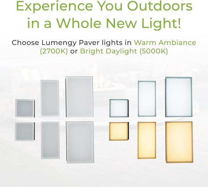 LUMENGY Paver Light 6x9 Inch (5.82x8.85), 5000K Daylight, Glare-Free Brick Lighting for Driveways, Walkways, Pool Decks and Patios, 12V Hardwired, IP67 Waterproof, Drive-Over Rated