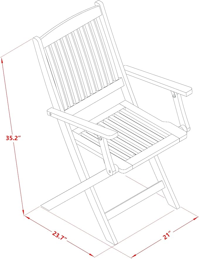 East West Furniture DECM92CANA 9 Piece Patio Garden Table Set Includes a Rectangle Outdoor Acacia Wood Dining Table and 2 Folding Arm Chairs with 6 Side Chairs, 40x72 Inch, Natural Oil