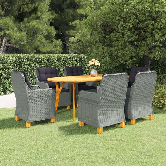 7 Piece Patio Dining Set,Outdoor Dining Set,Patio Table and Chairs,Outdoor Coffee Table,Patio Furniture Set,Outdoor Patio Chairs,Front Porch Furniture,Modern Set,Porch Chair,Patio Dining, Light Gray
