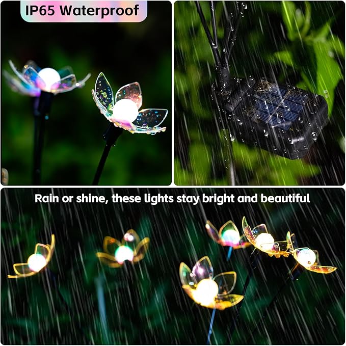 Solar Lights Outdoor, Solar Firefly Swaying Garden Decor Light (24LED) | 2 Lighting Modes, IP65 Waterproof, Garden Decor Lights, Yard Patio Pathway Decoration, Gifts for Women, Grandma