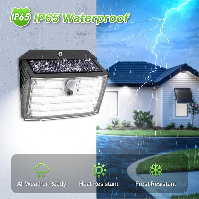 CLAONER Solar Lights Outdoor [𝟏𝟎 𝐏𝐚𝐜𝐤/126 LED], Wireless Motion Sensor Lights, IP65 Waterproof Security Lights 3 Modes, 270° Lighting Angle, Ultra-Bright Wall Lights for Deck Patio Fence Garage