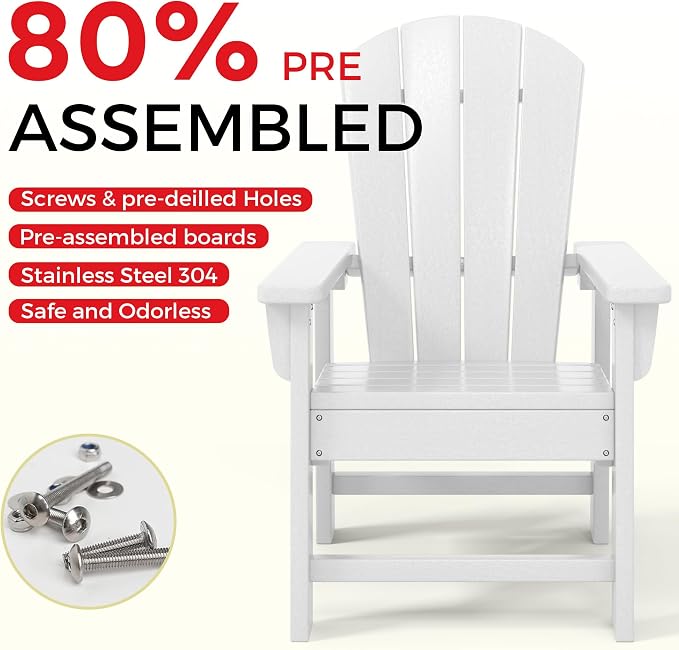 Costaelm Paradise Kids 5-Piece HDPE Outdoor Square Patio Dining Table and Chairs Set, White