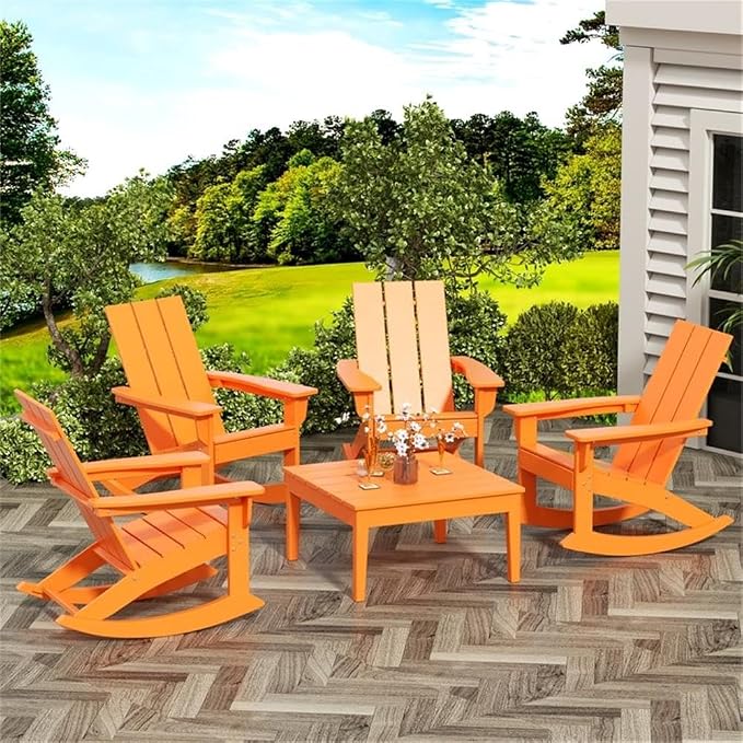 Costaelm Outdoor Side Tables for Patio, Small Patio Conversation Table Weather Resistant Coffee Table, Small Square Table Outdoor End Tables for Porch, Balcony, Poolside, Deck, Orange