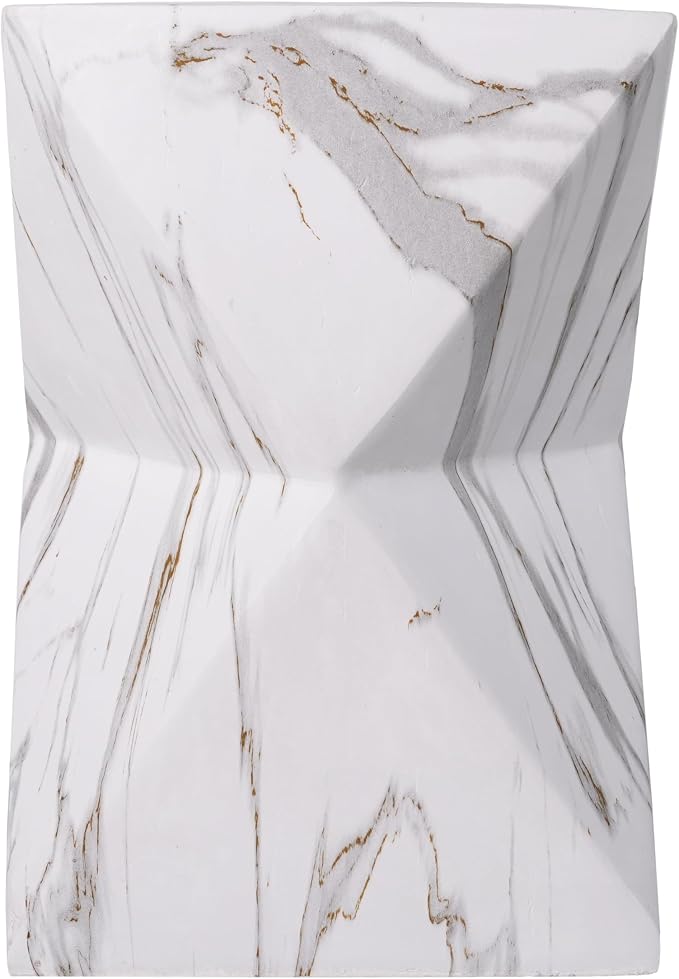 Christopher Knight Home 18.5 Inch Modern Geometric MGO Side Table Hourglass Accent End Table Faux Marble Look Indoor Outdoor Patio Living Room Bedroom