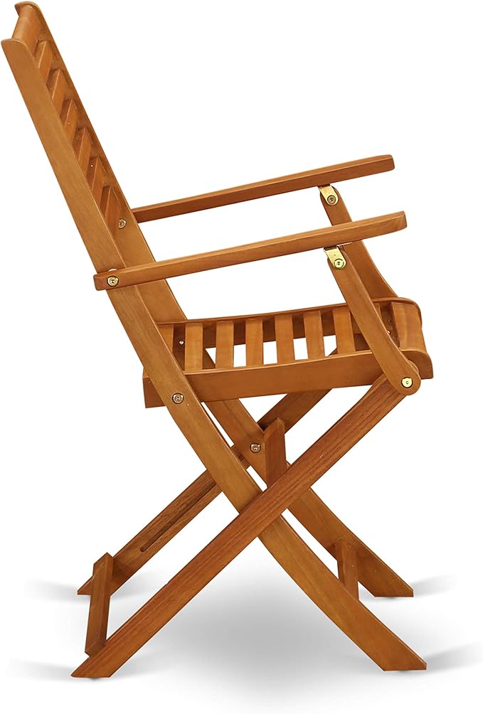 East West Furniture DEBS5CANA 5 Piece Patio Dining Set Includes a Rectangle Outdoor Acacia Wood Table and 4 Folding Arm Chairs, 40x72 Inch, Natural Oil