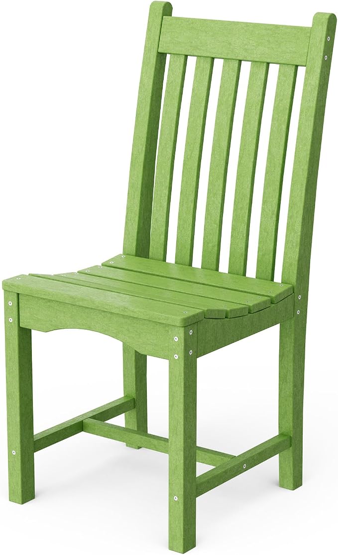 Wildridge Classic 7-Piece 44"x84" Dining Set, Lime Green - Outdoor Weather Resistant Recycled Plastic Furniture for Patio