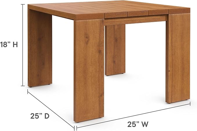 Modway Tahoe Acacia Wood 3-Piece Outdoor Patio Furniture Set in Natural Cocoa - Includes 2 Lounge Chairs with Weather-Resistant Cushions and Side Table