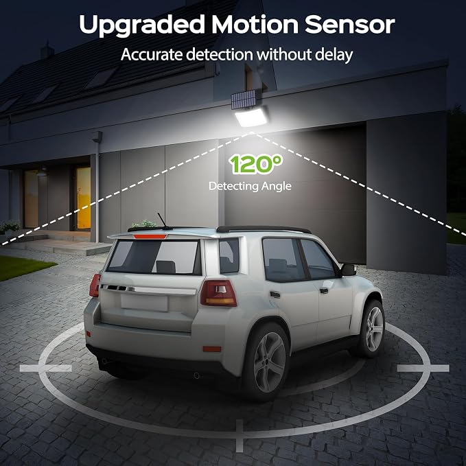 Adiding Solar Outdoor Lights 2Pack, 202 LED Flood Lights with 16.4 ft Cable | Remote Control Solar Motion Sensor Outdoor Lights, 3 Modes Solar Powered Security Lights for Outside Patio Yard Garage Garden