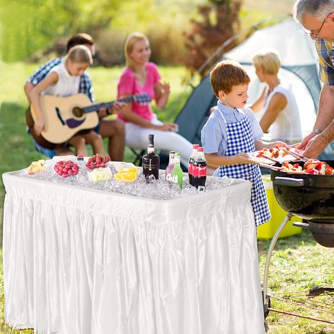 S AFSTAR 4 Foot Ice Cooler, Outdoor Buffet Cold Food Keeper w/Matching Skirt & Drain Plug, Portable Tailgate Camp Fishing Cleaning Table, Ice Bin Folding Chill Table for Party, Picnic, BBQ