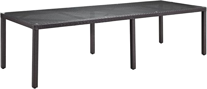 Modway Convene Wicker Rattan Outdoor Patio 114" Rectangular Dining Table in Espresso