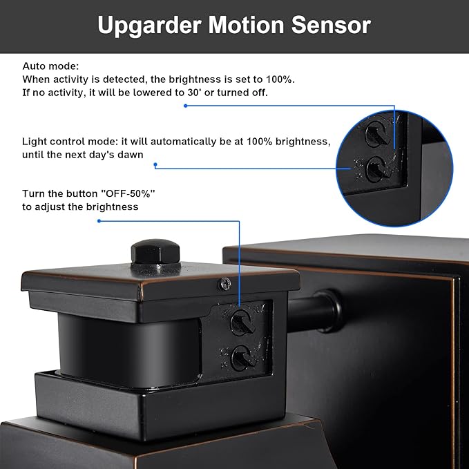 Porch Lights with GFCI Outlet,Dusk to Dawn Motion Sensor Outdoor Lights | 3 Light Modes Black Front Door Lights,Waterproof Outside Wall sconces for House,Patio,Garage, Bulb not Included(2 Pack)
