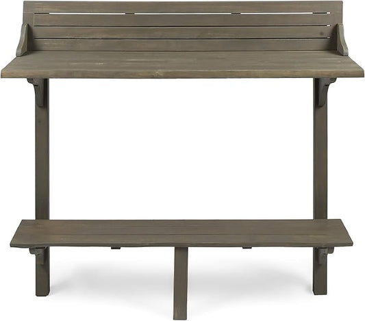 Christopher Knight Home Caribbean Outdoor Acacia Wood Balcony Bar Table, Grey Finish