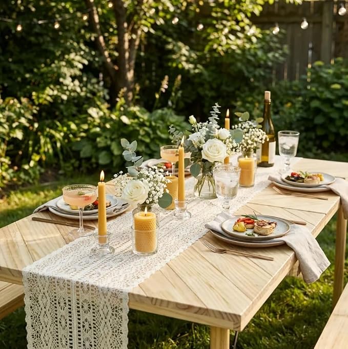 Folding Wood Picnic Table, Natural Pine, Portable with Carry Handle, Outdoor Dining