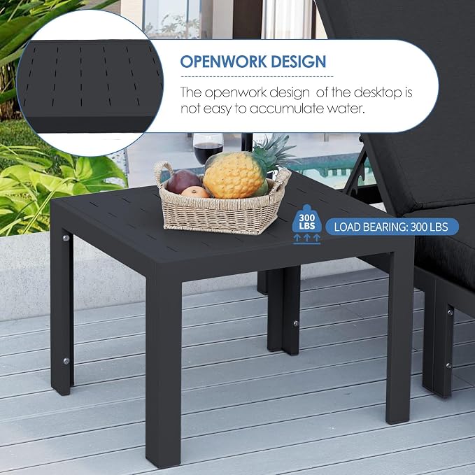 NICESOUL 16 Piece Large Modern Aluminum Patio Furniture Set, Water & Fade Resistant Modular Outdoor Conversation Set with Chaise, 500 lbs Heavy Duty Comfortable Sectional Sofa for Poolside, Black