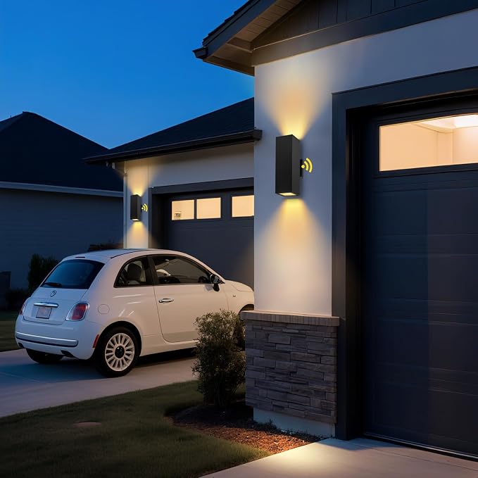 Outdoor Light Fixture Dusk to Dawn,Exterior Lighting Fixtures,Outdoor Wall Lights for House, IP65, 3000K LED Bulbs, Matte Black Modern Porch Light, Garage Front Door, 2 Pack