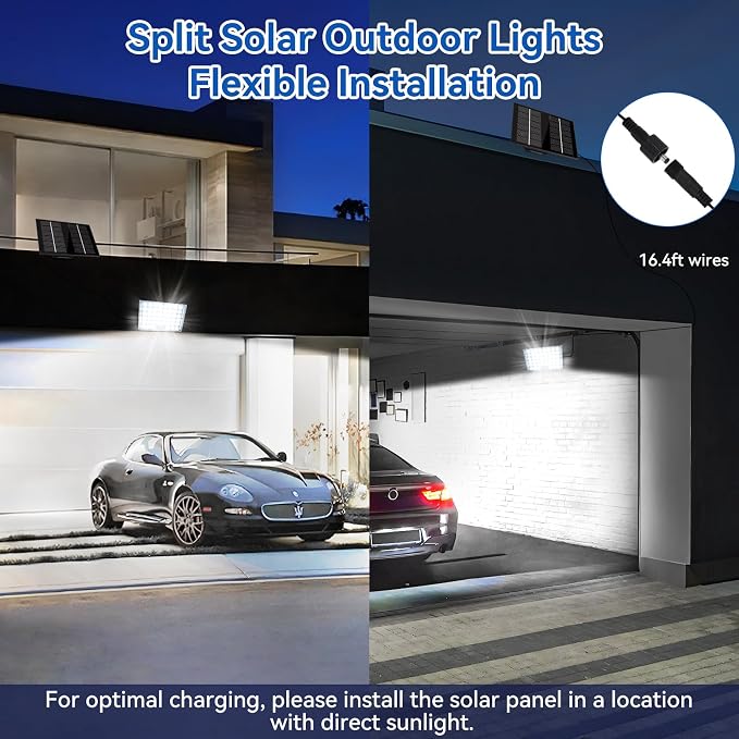 Aialun 184 LED Solar Outdoor Flood Lights,Motion Sensor Solar Powered Flood Lights 1500mAh Battery,IP65 Waterproof 3 Modes Dusk to Dawn Outside Security Lights for Porch,Yard,Garage, 2Pack