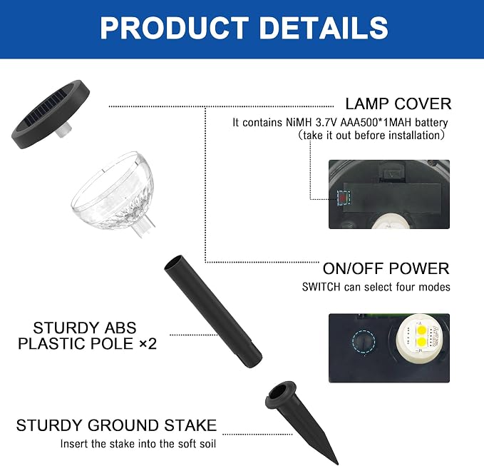 JEJOT 4 Pack Solar Flood Light, Security Lights,Pathway Lights with 2CCT(Warm and Cool) Light Modes,Bright Pattern Solar Decorative Lights Outdoor
