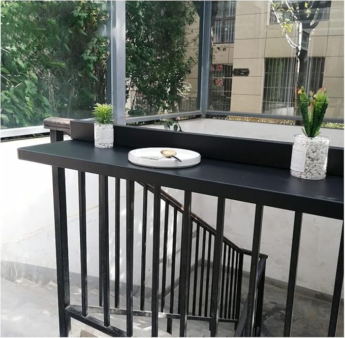 Adjustable Folding Balcony Bar Table, 5 Heights, Aluminum & Stainless Steel, White, 120x40cm, Outdoor Patio Side Table, Space-Saving Design Black 80 * 40cm