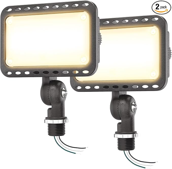 CINOTON 20W LED Flood Lights Outdoor, IP65 Waterproof Exterior Security Wall Light with 180°Knuckle, 2800LM 120V Outside Aluminum Lighting Fixture for Yard Patio Garage Doorway 3000K 2 Pack, UL Listed