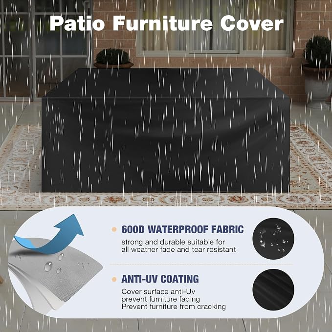 Aoxun Aluminum Patio Furniture Set 4 Seats, Oversized Outdoor Sectional with Washable Thick Cushions, Coffee Table, Patio Conversation Sets for Porch, Balcony, Deck