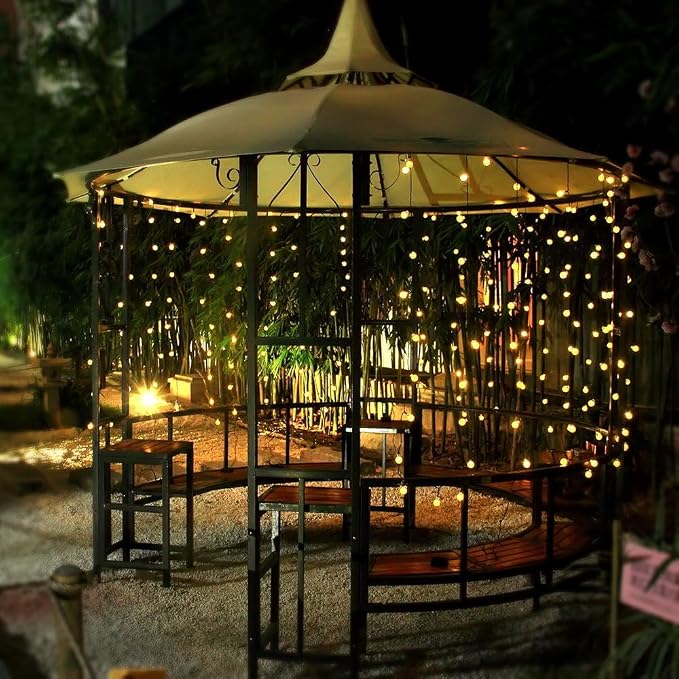 Toodour Solar String Lights Outdoor, 36ft 60 LED Globe String Light with 8 Mode, Waterproof Crystall Ball Lights Solar Patio Lights for Garden, Lawn, Patio, Gazebo, Yard, Outdoor Decor - Warm White