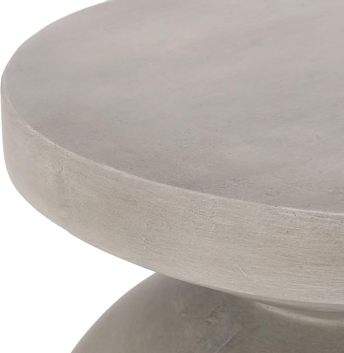 Outdoor Side Table 17.25" Geometric Shape Lightweight Concrete-Look Outdoor Indoor Accent Table Decorative Garden Stools, for Patio Porch Living Room, Grey