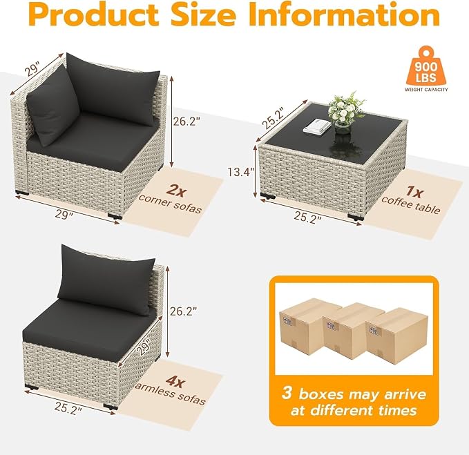 7-Piece Outdoor Patio Furniture Set with PE Wicker Sectional Sofa and Tea Table, Weather-Resistant Outdoor Conversation Set for Patio, Garden, Backyard Lounge Area(Green)