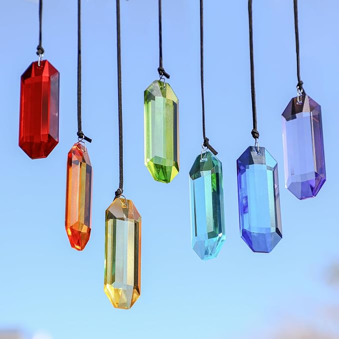 7pcs Crystal Suncatcher Prisms 3'' Sun Catchers Indoor Window | Rainbow Prism Crystals Hanging Suncatchers for Window Home Garden Decor,Glass Ornaments For Mother's Day Tree Decoration Gift