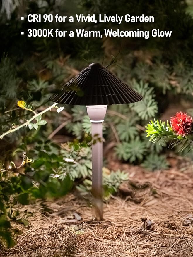 LEONLITE 12-Pack LED Low Voltage Landscape Path Lights, 12-24V AC/DC, 4000K | 3W 120LM, CRI90, ETL Listed, Cast Aluminum, Wet Location, Cool White, Wired Pathway Lights, for Yard Lawn