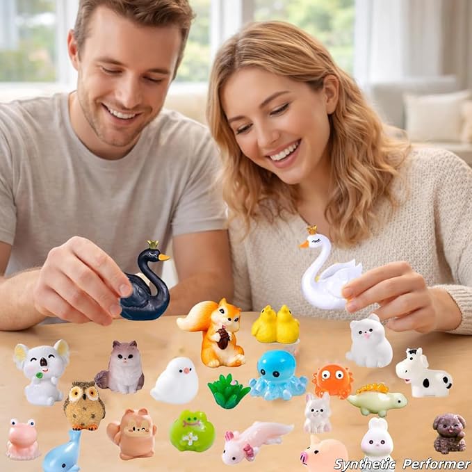 150 Pcs Mini Resin Animals Figurines, Mixed Tiny Resin Figures Bulk Fairy Garden Décor Micro Landscape Ornaments Dollhouse Craft Accessories DIY Slime Charms for Christmas Halloween Fillers Stuffers