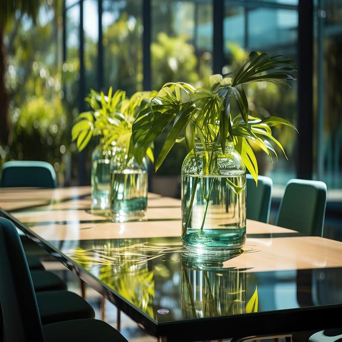 Landical 16" x 24" Rectangle Clear Tempered Glass Table Top 3/8" Thick Eased Corners Clear Tempered Top Patio Table Replacement with 10 Anti Slip Pads for Kitchen Coffee Dining Table