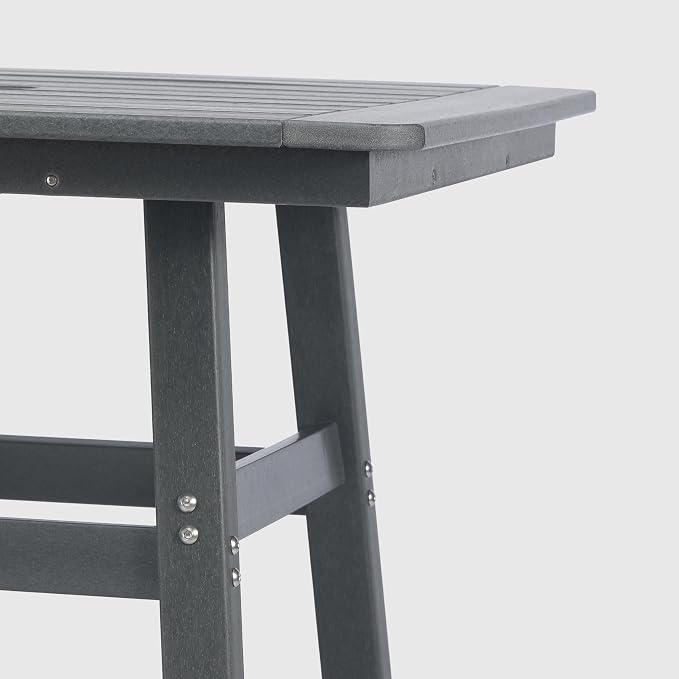 WestinTrends Malibu Square Outdoor Patio Counter High Bistro Bar Table with Umbrella Hole 37" Tall, Gray