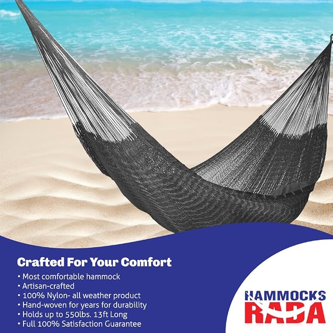 Handmade Yucatan Hammock - Durasol Black - Now New Better Design - More Comfortable
