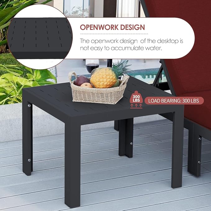 NICESOUL 10 Seat Large Luxury Aluminum Patio Conversation Set with Side Table, 29" Deep Wide Seating, Modular Sectional Couch, 500 lbs Heavy Duty All Weather Outdoor Sofa for Backyard Deck, Burgundy