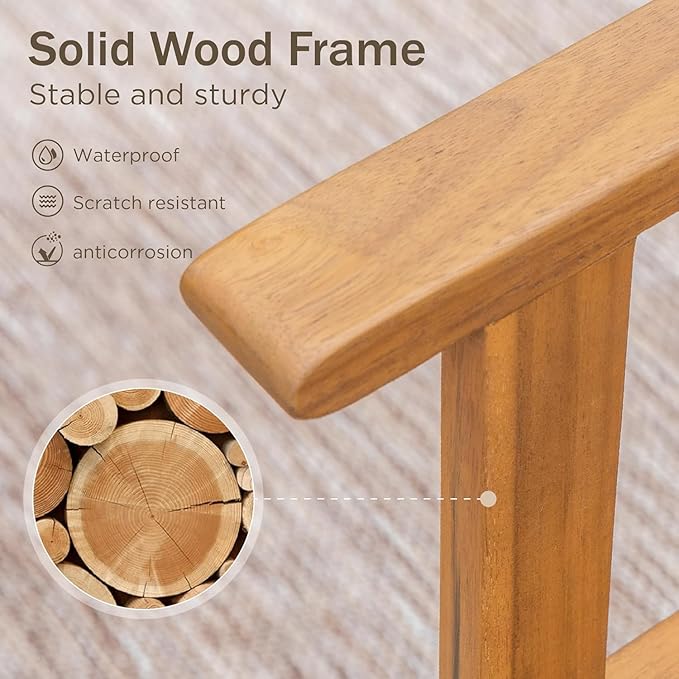 PHI VILLA Outdoor Dining Set, Acacia Wood Construction Teak 9 Piece | Wicker Chairs, Weather-Resistant