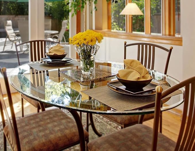 24" Inch Round Glass Table Top 3/4" Thick Tempered Beveled Edge by Fab Glass and Mirror