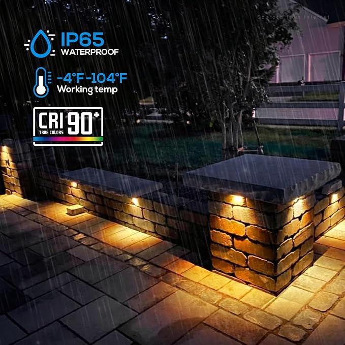 LEONLITE 8-Pack 4 Inch LED Hardscape Lighting, 1W/2W/3W, 2700K Soft White | Update Dimmable Retaining Wall Lights, Low Voltage Landscape Lighting, 12-24V AC/DC Paver Light, Outdoor Step Lights, ETL