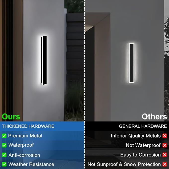 Modern Outdoor Wall Lights, 2Pack 31.5inch Long Outdoor Sconce Light | LED Dimmable Outdoor Light Fixtures Wall Mount Exterior Lighting IP65 Waterproof Black Outside Wall Lights for House Garage