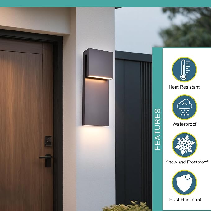 Tarentlight Outdoor Wall Lights Modern Exterior Lighting Fixtures, 3000K Integrated LED, Wall Sconce Lighting 2 Packs, Bronze Outside Wall Mount Lights for House Front Door Porch Garage Patio