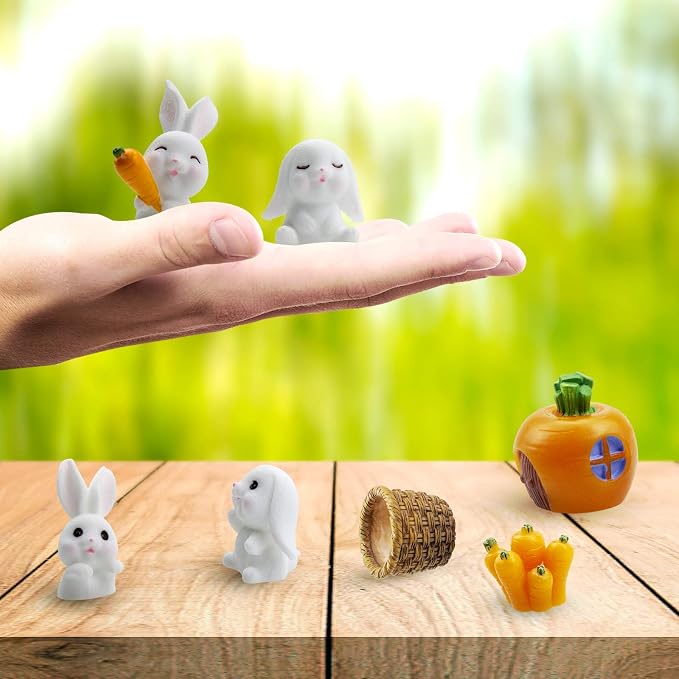 Easter Decoration Rabbit Miniature Fairy Garden Decoration Accessories Sculptures Statues,Yard Garden Decor for Outside Gnomes Outdoor Decor for Patio Zen