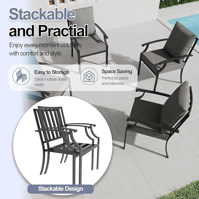 10 Piece Outdoor Dining Set for 8, Patio Table and Chairs Set with Umbrella & Cushions, Patio Furniture Set with 2 Swivel Chairs, Metal Dining Table with Umbrella Hole for Lawn Garden Yard-Grey